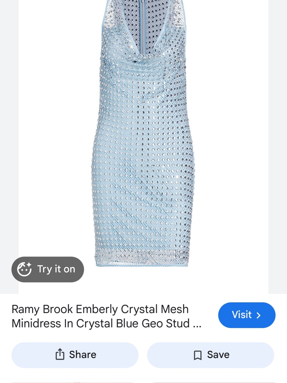 Ramy Brook Light Blue Crystal-Embellished Mini Dress